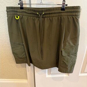 Talbots Olive Green Mini Skirt with Neon Accent